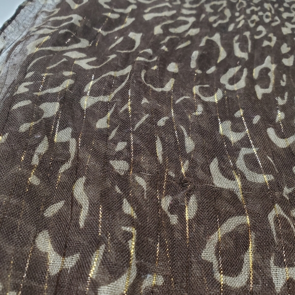 Brown Cheetah Leopard Sheer Neck Scarf Shawl Shoulder Wrap - Picture 8 of 8